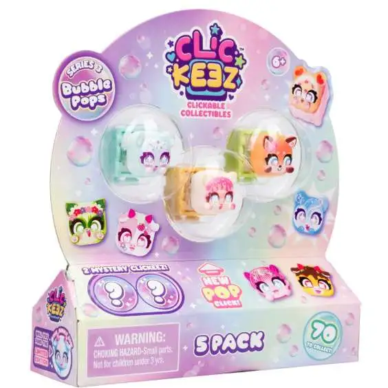 Clickeez Series 3 Bubble Pops Mystery 5-Pack [5 RANDOM Clickable Collectibles!] (Pre-Order ships July)