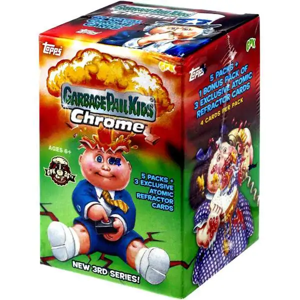 Garbage Pail Kids Topps 2020 Chrome New 3rd Series Trading Card BLASTER Box [5 Packs + Pack of 3 Exclusive Atomic Refractor Cards]