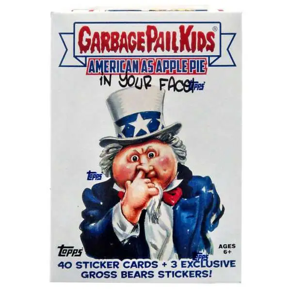 Garbage Pail Kids Topps 2016 American As Apple Pie (In Your Face!) Trading Card Sticker BLASTER Box [4 Packs + 3 Exclusive Stickers!]