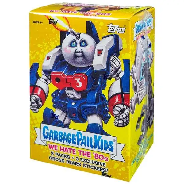Garbage Pail Kids Topps 2018 We Hate the 80's Trading Card Sticker BLASTER Box [5 Packs, 3 Exclusive Gross Bears Stickers!]