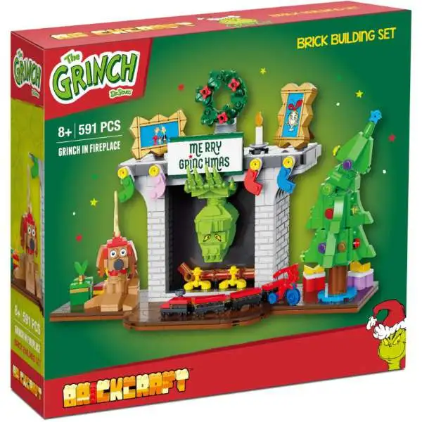 Dr. Seuss The Grinch Grinch in Fireplace Brick Building Set [Compatible with Other Name Brands!]