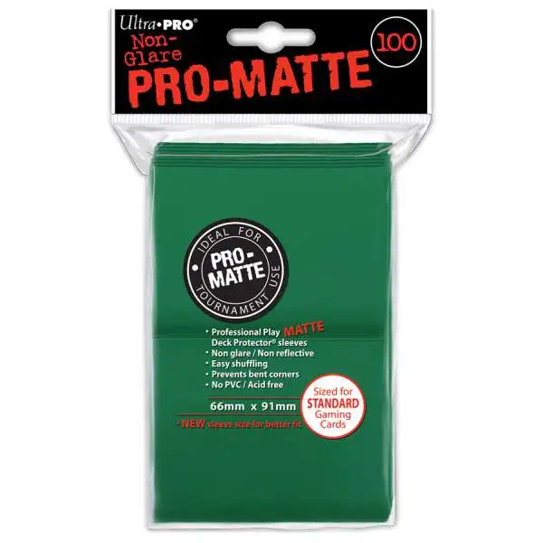 Ultra Pro Card Supplies Non-Glare Pro-Matte Green Standard Card Sleeves [100 Sleeves]