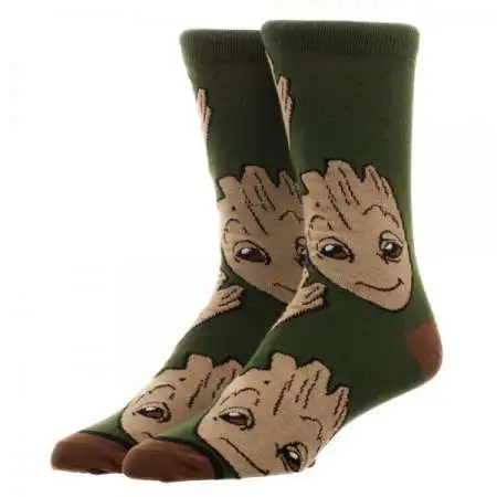 Marvel Guardians of the Galaxy Groot Large All Over Print Crew Socks Apparel