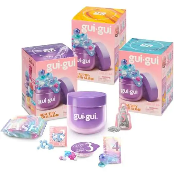 Gui-Gui Slime BLUE Butter, YELLOW Cloud & PURPLE Clear LOT of 3 Packs [The Most Beautiful Slime Ever!]