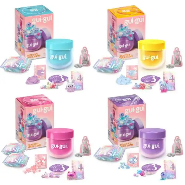 Gui-Gui Slime Blue, Yellow, Pink & Purple Set of 4 Color Packs