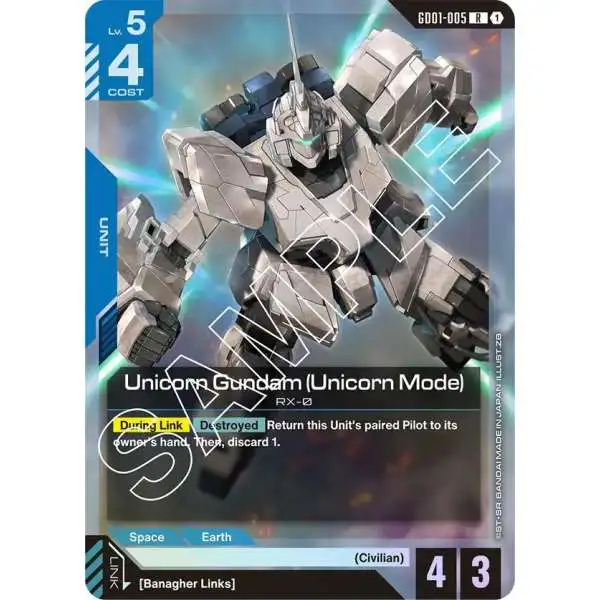 Gundam Trading Card Game Edition Beta Single Card Uncommon