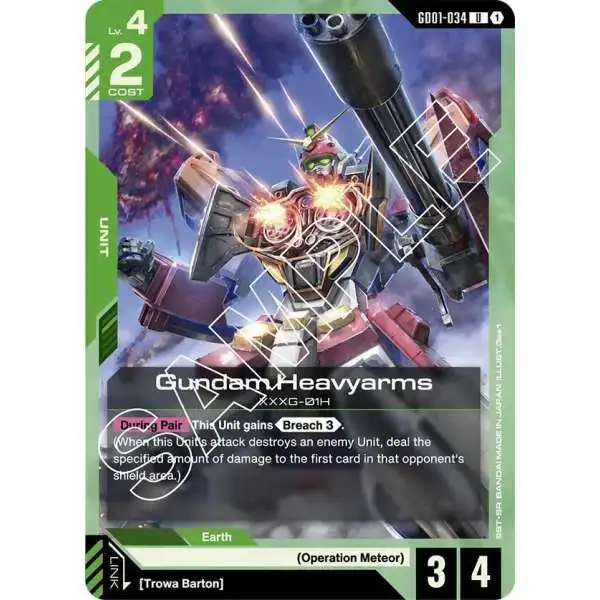 Trading Card Game Newtype Rising Uncommon Gundam Heavyarms GD01-034