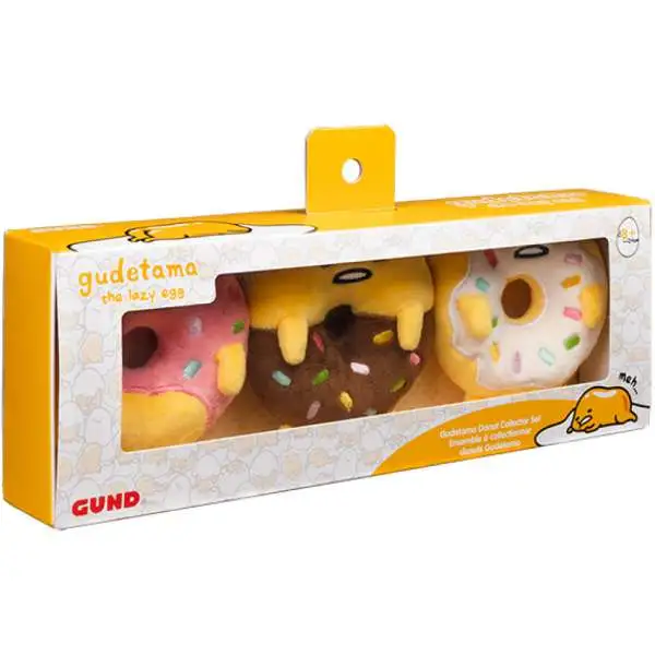 Sanrio Gudetama Sprinkled Donuts Plush 3-Pack [Glazed, Strawberry Dipped & Classic Chocolate]