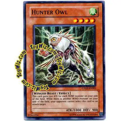 YuGiOh GX Trading Card Game Spirit Caller Super Rare Hunter Owl GX03-EN002