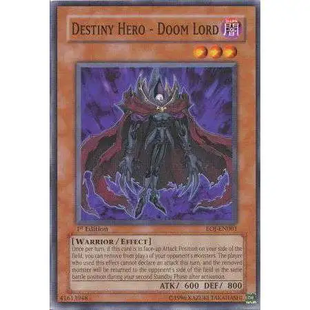 YuGiOh GX Trading Card Game Enemy of Justice Common Destiny Hero - Doom Lord EOJ-EN001
