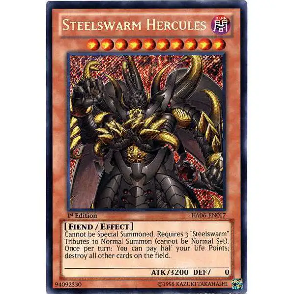 YuGiOh Trading Card Game Hidden Arsenal 6: Omega XYZ Secret Rare Steelswarm Hercules HA06-EN017