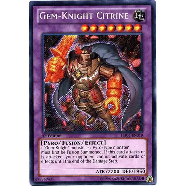 YuGiOh Trading Card Game Hidden Arsenal 6: Omega XYZ Secret Rare Gem-Knight Citrine HA06-EN019