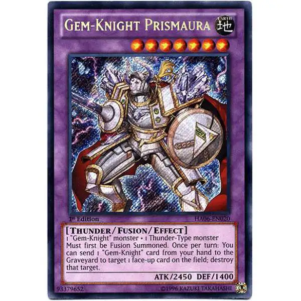 YuGiOh Trading Card Game Hidden Arsenal 6: Omega XYZ Secret Rare Gem-Knight Prismaura HA06-EN020