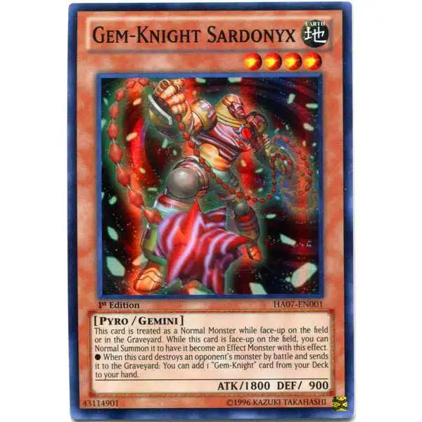YuGiOh Trading Card Game Hidden Arsenal 7: Knight of Stars Super Rare Gem-Knight Sardonyx HA07-EN001