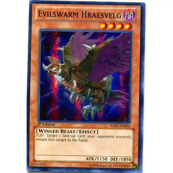 YuGiOh Trading Card Game Hidden Arsenal 7: Knight of Stars Super Rare Evilswarm Hraesvelg HA07-EN016