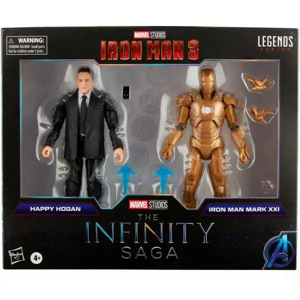 Iron Man 3 Marvel Legends Happy Hogan & Iron Man Mark XXI (21) Exclusive Action Figure 2-Pack [The Infinity Saga]
