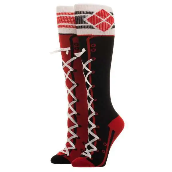 DC Harley Quinn Laceup Knee High Socks Apparel