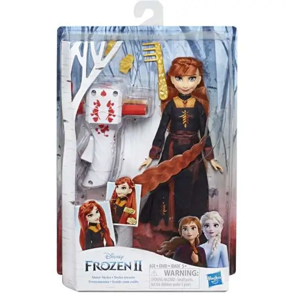 Disney Frozen 2 Sister Styles Anna Fashion Doll [Extra-Long Red Hair, Braiding Tool & Hair Clips]