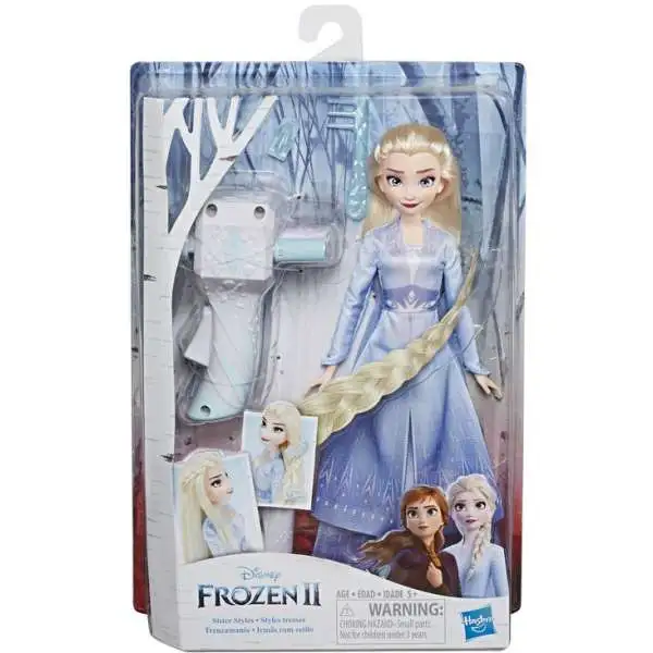 Disney Frozen 2 Sister Styles Elsa Fashion Doll [Extra-Long Blonde Hair, Braiding Tool, & Hair Clips]