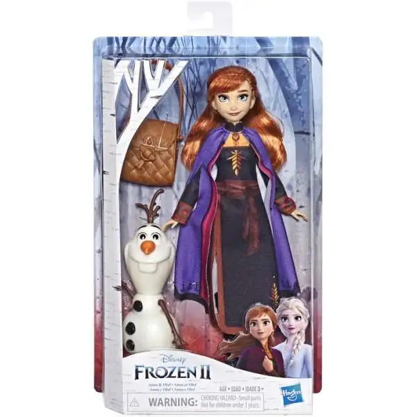 Disney Frozen 2 Story Telling Fashion Anna in Travel Outfit with Buildable Olaf Fashion Doll Set [Damaged Package]