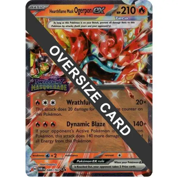 Pokemon Trading Card Game Scarlet & Violet Twilight Masquerade Double Rare Hearthflame Mask Ogerpon ex #40 [Oversized Stamp]