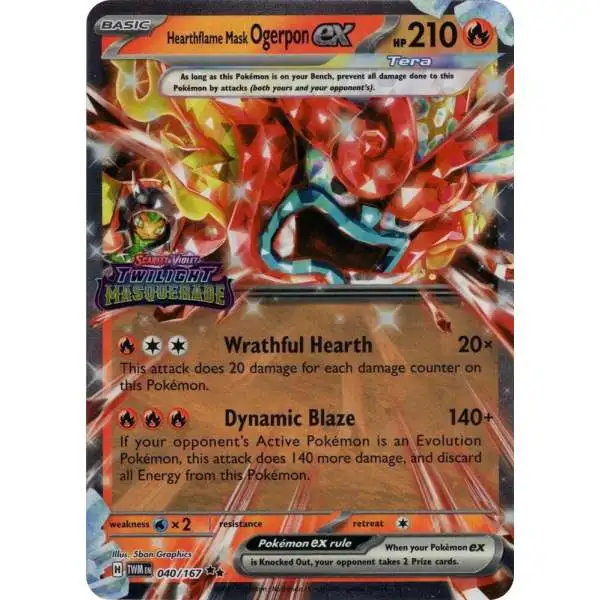 Pokemon Trading Card Game Scarlet & Violet Twilight Masquerade Double Rare Hearthflame Mask Ogerpon ex #40 [Twilight Masquerade Stamp]