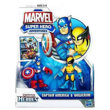 Marvel Playskool Heroes Super Hero Adventures Captain America & Wolverine Action Figure 2-Pack