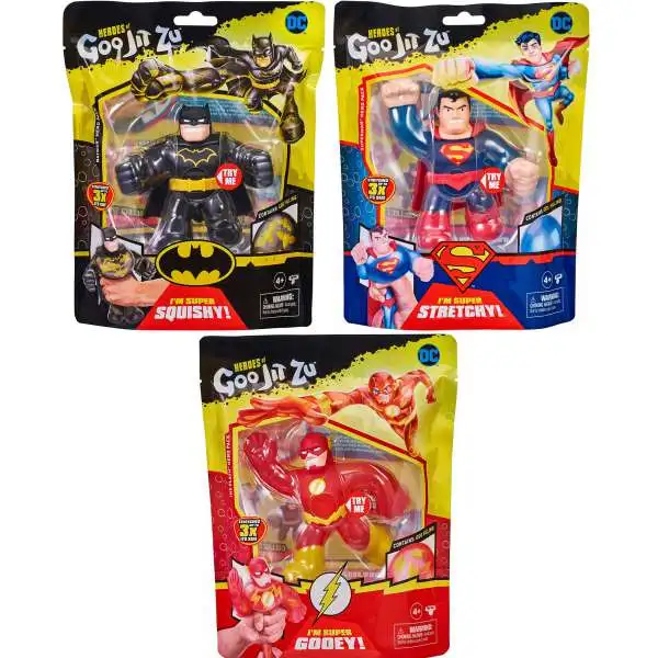 Heroes of Goo Jit Zu DC Batman, Superman & The Flash Set of 3 Action Figures