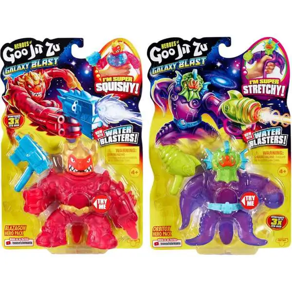 Heroes of Goo Jit Zu Galaxy Blast Blazagon & Orbitox Set of 2 Action Figures