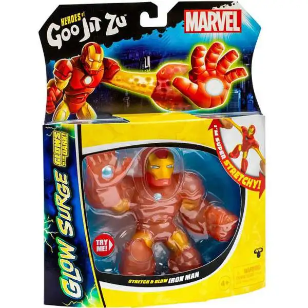 Heroes of Goo Jit Zu Marvel Glow Surge Iron Man Action Figure [Glows in the Dark, Stretch & Glow]