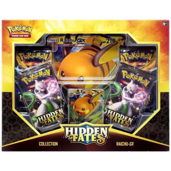 Pokemon Sun & Moon Hidden Fates Raichu GX Collection Box [4 Booster Packs, Promo Card & Oversize Card]