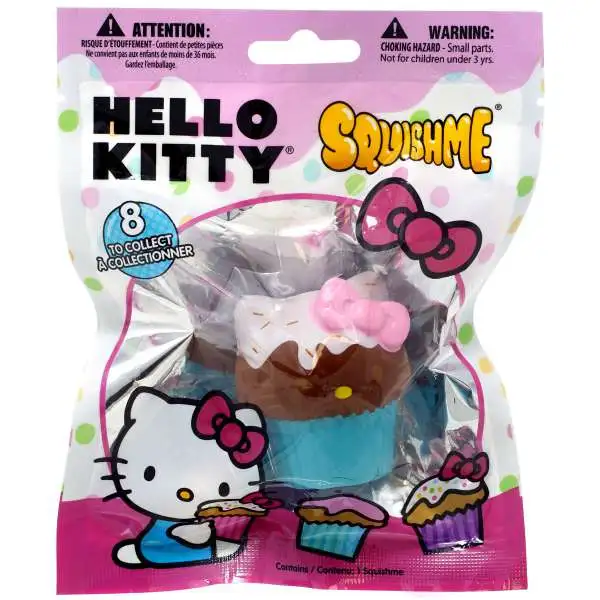 Hello Sanrio Hello Kitty Squishme Chocolate Cupcake with Blue Wrapper Squeeze Toy