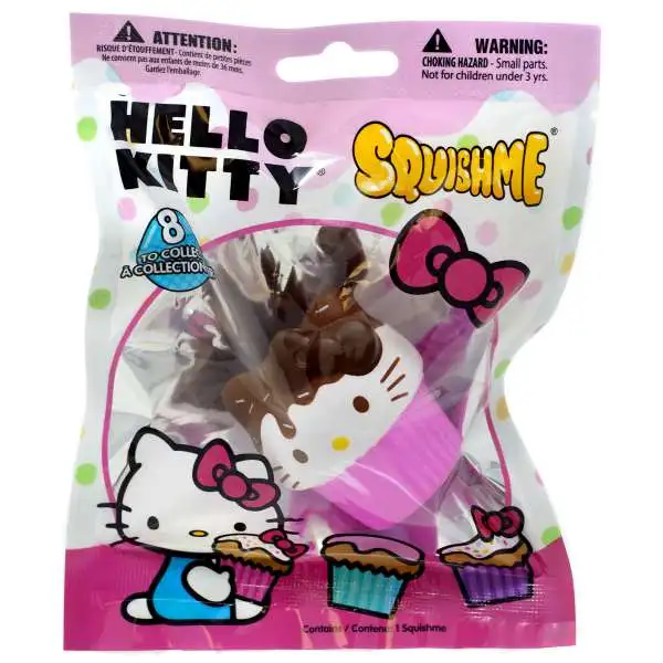 Hello Sanrio Hello Kitty Squishme Chocolate Icing with Hot Pink Wrapper Squeeze Toy