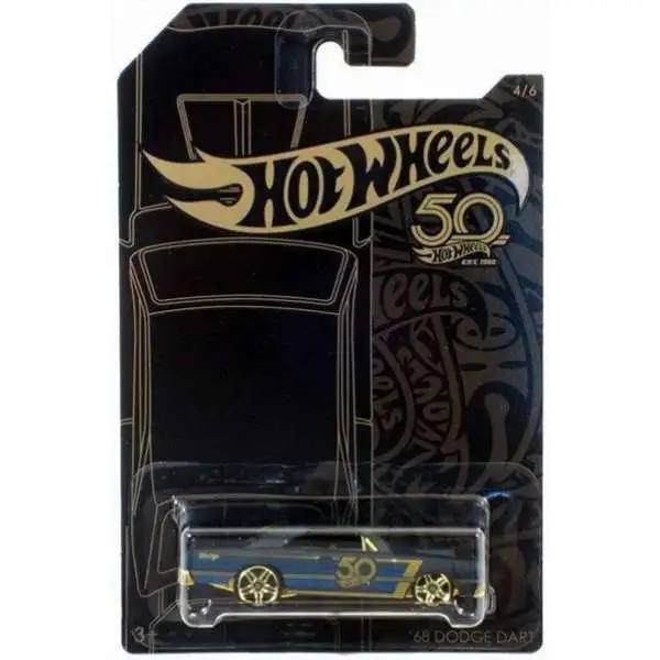 Hot Wheels 50th Anniversary Black & Gold '68 Dodge Dart Diecast Car
