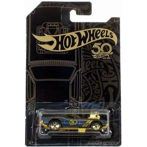 Hot Wheels 50th Anniversary Black & Gold Rodger Dodger Diecast Car
