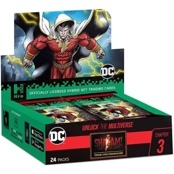 Hro DC Unlock the Multiverse Chapter 3 SHAZAM Hybrid NFT Trading Card Booster Box [24 Packs]