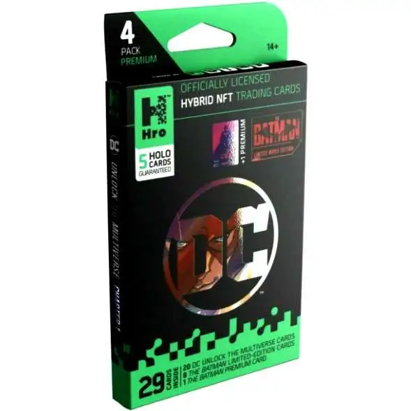 Hro DC Unlock the Multiverse Chapter 1 Hybrid NFT Trading Card PREMIUM 4-Pack [4 Booster Packs]