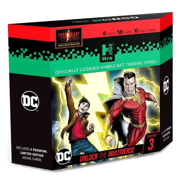 Hro DC Unlock the Multiverse Chapter 3 SHAZAM Hybrid NFT Trading Card Starter Deck [8 Packs]