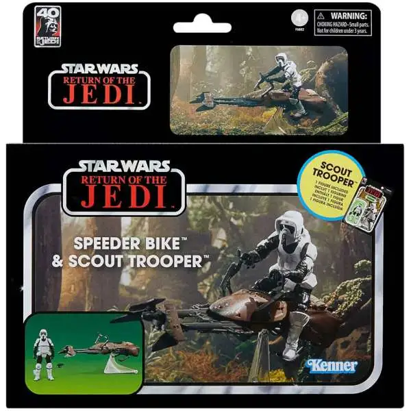 Star Wars Return of the Jedi Vintage Collection Speeder Bike Vehicle with Biker Scout Action Figure [40th Anniversary]