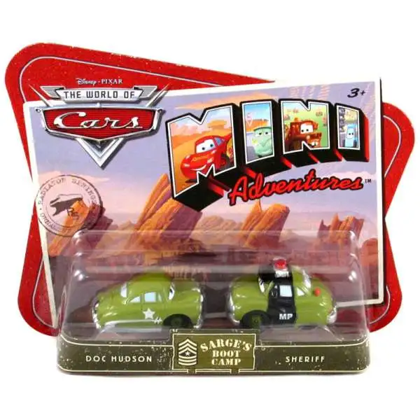Disney / Pixar Cars The World of Cars Mini Adventures Doc & Sheriff Plastic Car 2-Pack [Sarge's Boot Camp]