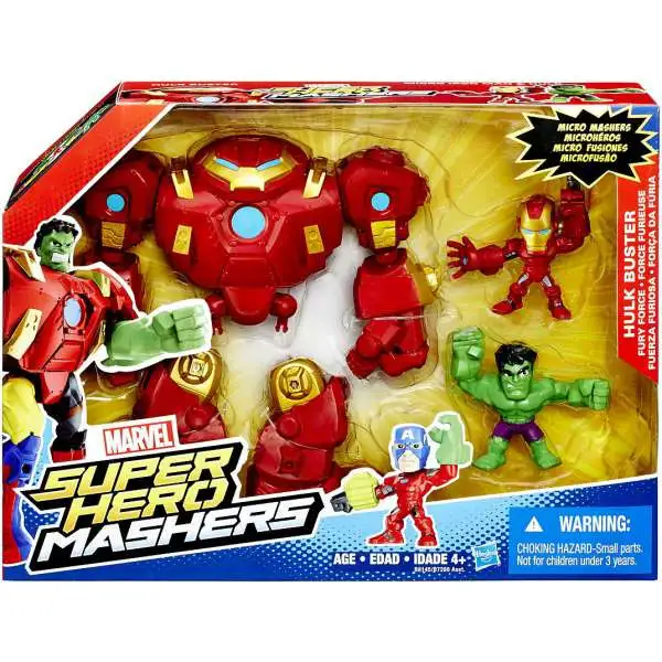 Marvel Super Hero Mashers Hulk Buster Fury Force Figure Set [Micro Hulk & Iron Man, Damaged Package]