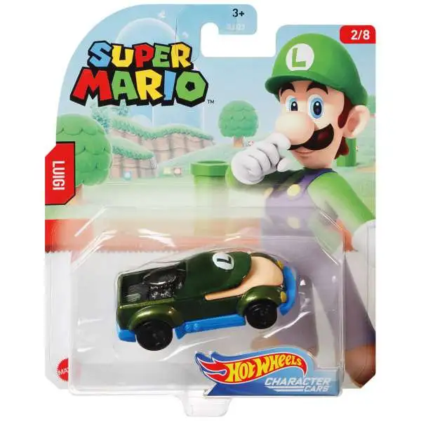 Hot Wheels Super Mario Character Cars Luigi Diecast Car #2/8 [2020]