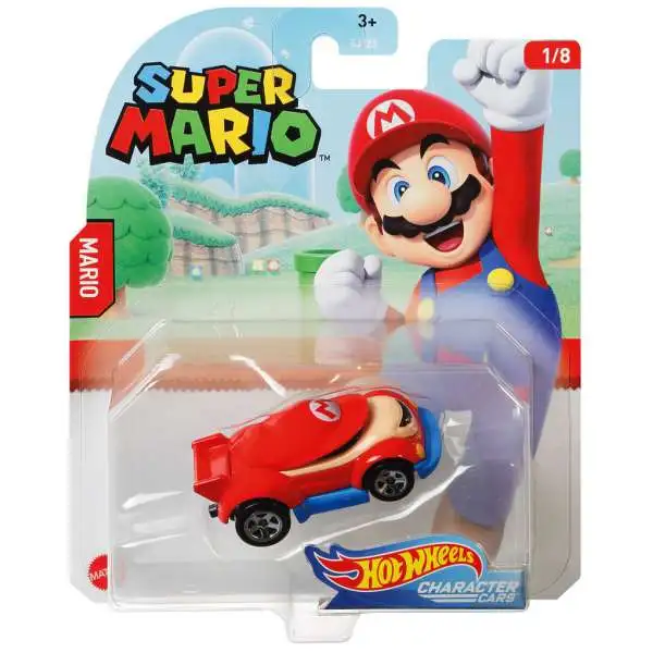 Hot Wheels Super Mario Character Cars Mario Diecast Car #1/8