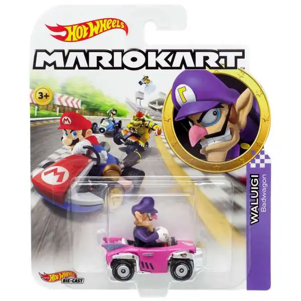 Hot Wheels Mario Kart 1:64 Die-Cast Sortiment Wario mit Badwagon 