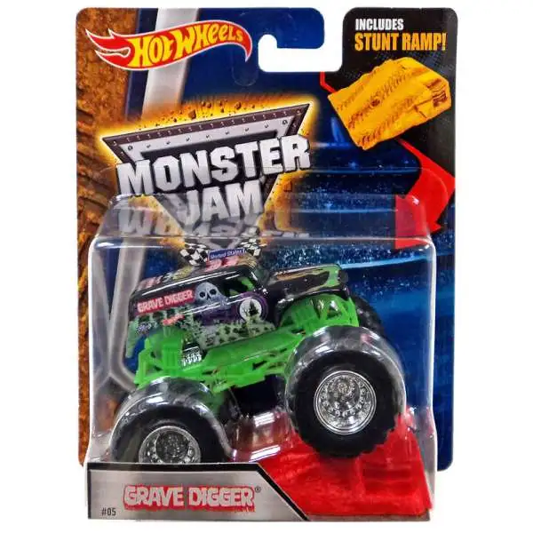 Hot Wheels Monster Jam Grave Digger Diecast Car #05 [Black, Stunt Ramp, Damaged Package]
