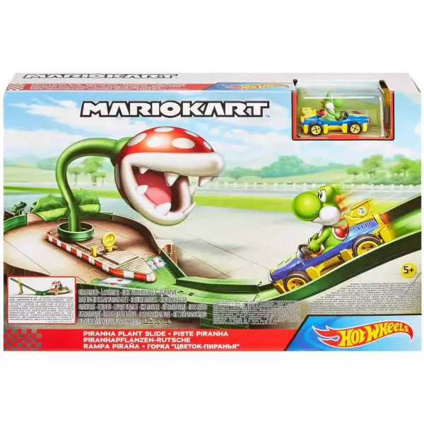 Hot Wheels Mario Kart Piranha Plant Slide Track Set [with Yoshi, Damaged Package]