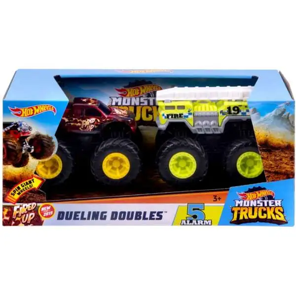 Hot Wheels Monster Trucks Rev Tredz Dueling Doubles Fired Up & 5 Alarm Vehicle 2-Pack