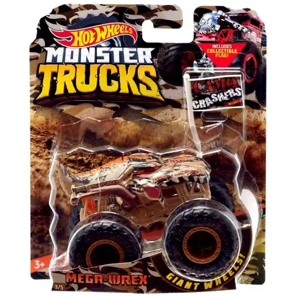 Hot Wheels Monster Trucks Mega Wrex, [1:64 Scale] Plus Re-Crushable 68/75 