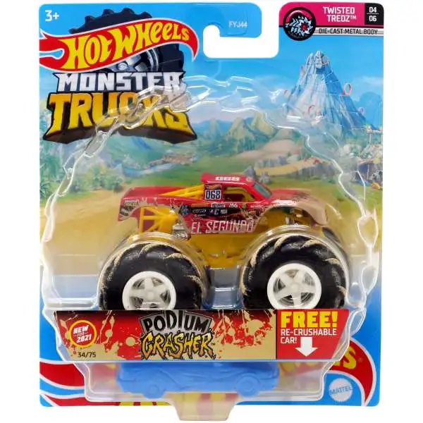Hot Wheels Monster Trucks Twisted Tredz Podium Crasher Diecast Car