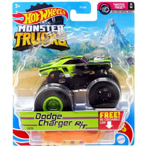 Hot Wheels Monster Trucks Twisted Tredz Dodge Charger R/T Diecast Car